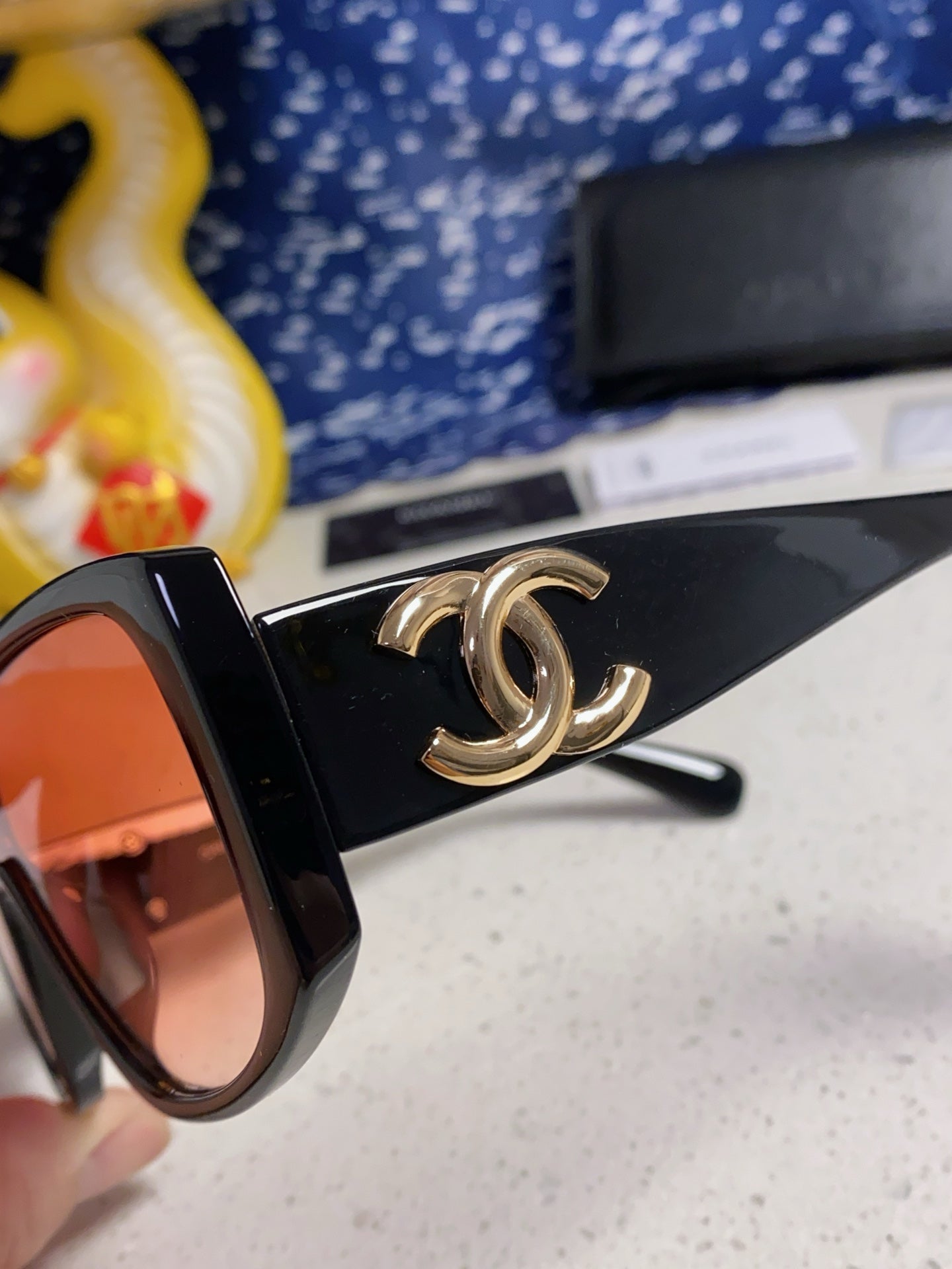 CHANEL SQUARE SUNGLASSES CH5495 IN BLACK ACETATE ORANGE SMOKE LENSES