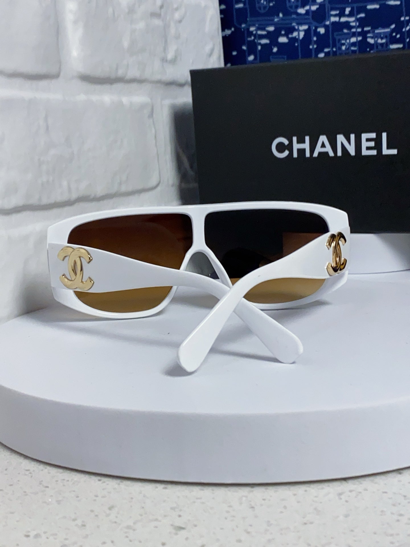CHANEL SQUARE SUNGLASSES CH5495 IN WHITE ACETATE BROWN LENSES