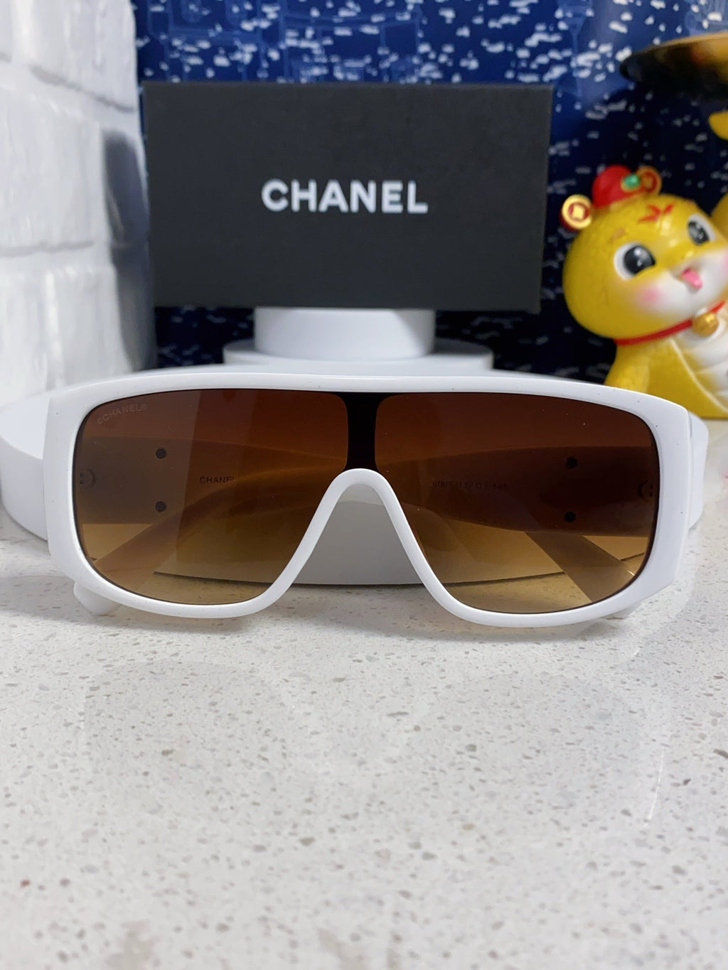 CHANEL SQUARE SUNGLASSES CH5495 IN WHITE ACETATE BROWN LENSES