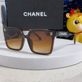 CHANEL SQUARE SUNGLASSES 641810 IN BROWN ACETATE GOLD CHAIN