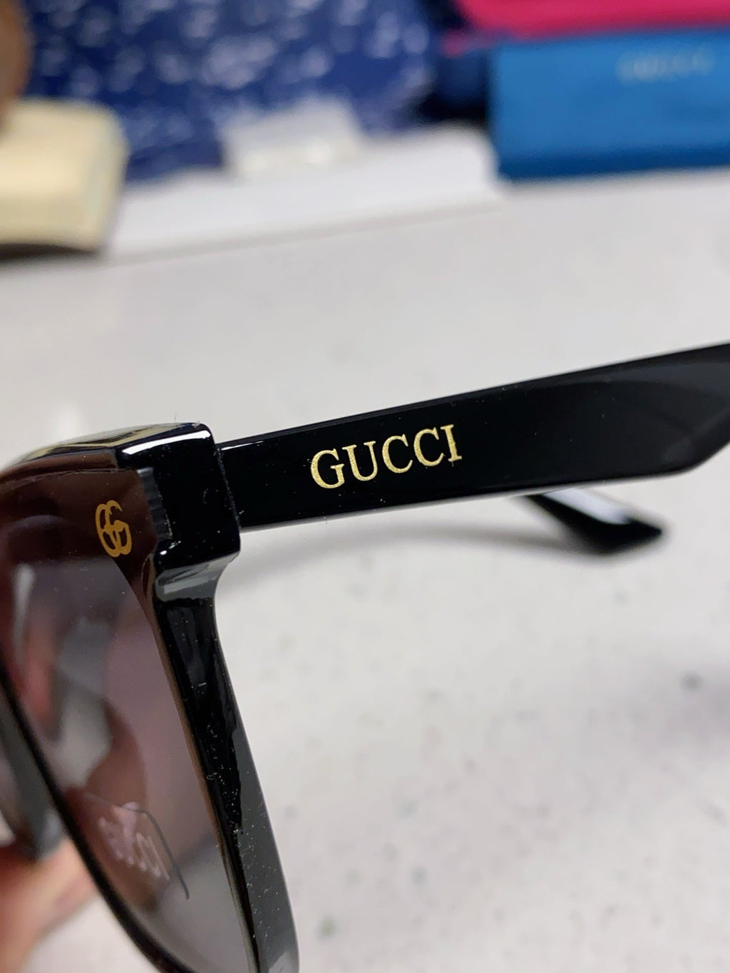 GUCCI SQUARE FRAME SUNGLASSES 575854 IN BLACK ACETATE