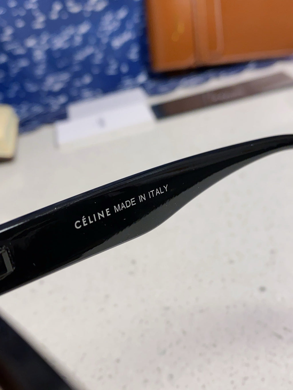 CELINE SQUARE SUNGLASSES 575840 IN BLACK ACETATE GREEN LENSES
