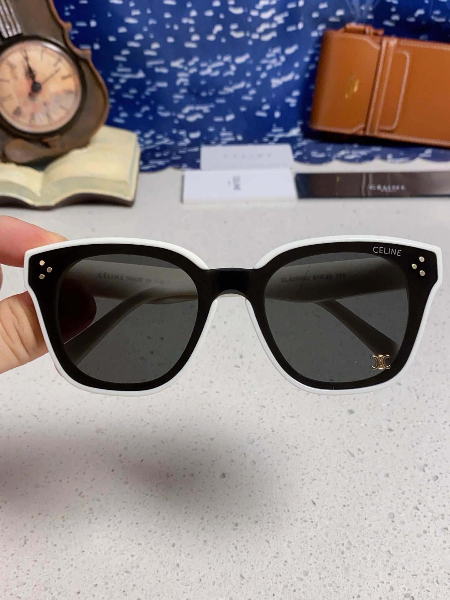 CELINE SQUARE SUNGLASSES 575842 IN WHITE ACETATE