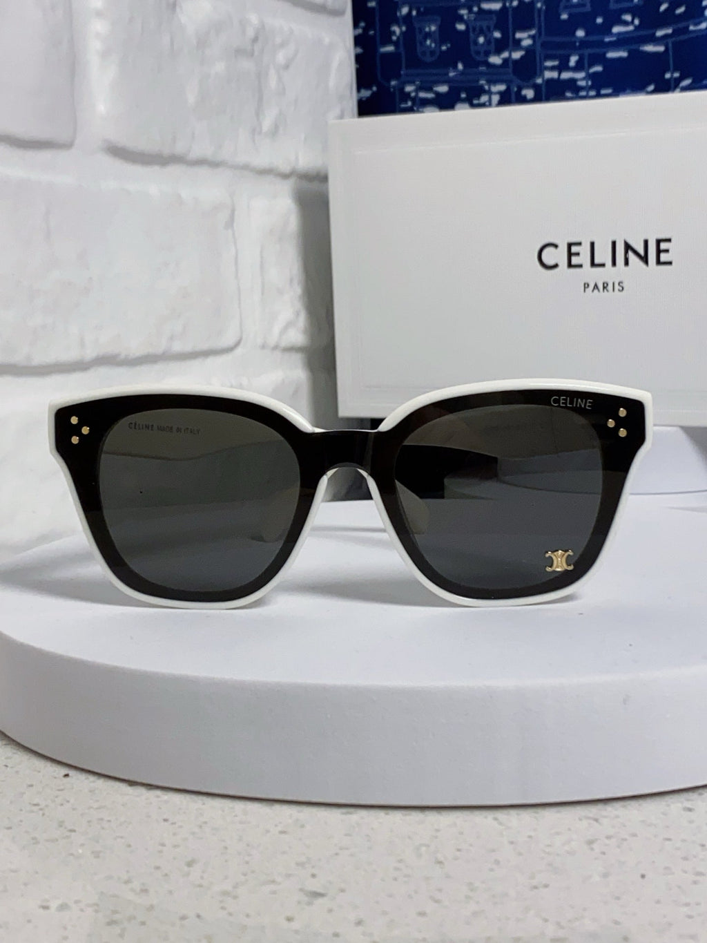 CELINE SQUARE SUNGLASSES 575842 IN WHITE ACETATE