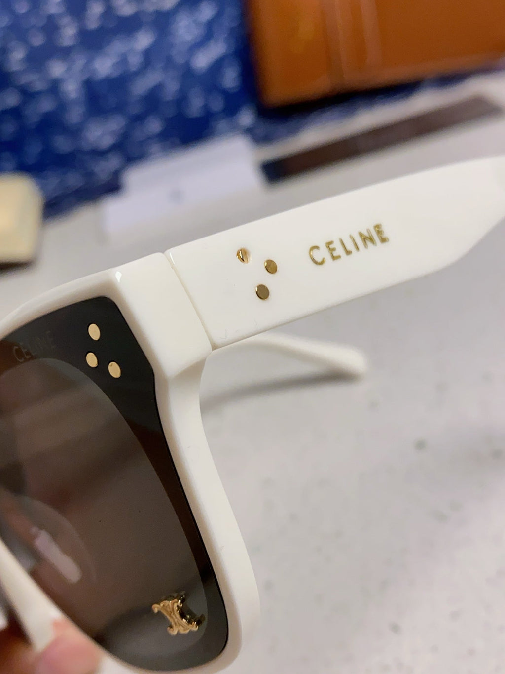 CELINE SQUARE SUNGLASSES 575842 IN WHITE ACETATE