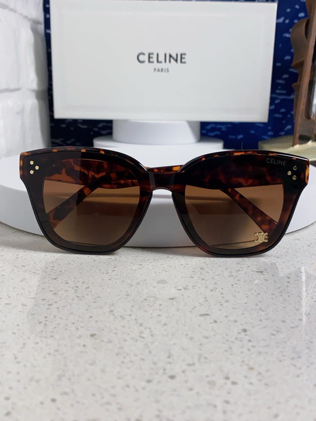 CELINE SQUARE SUNGLASSES 575844 IN HAVANA ACETATE