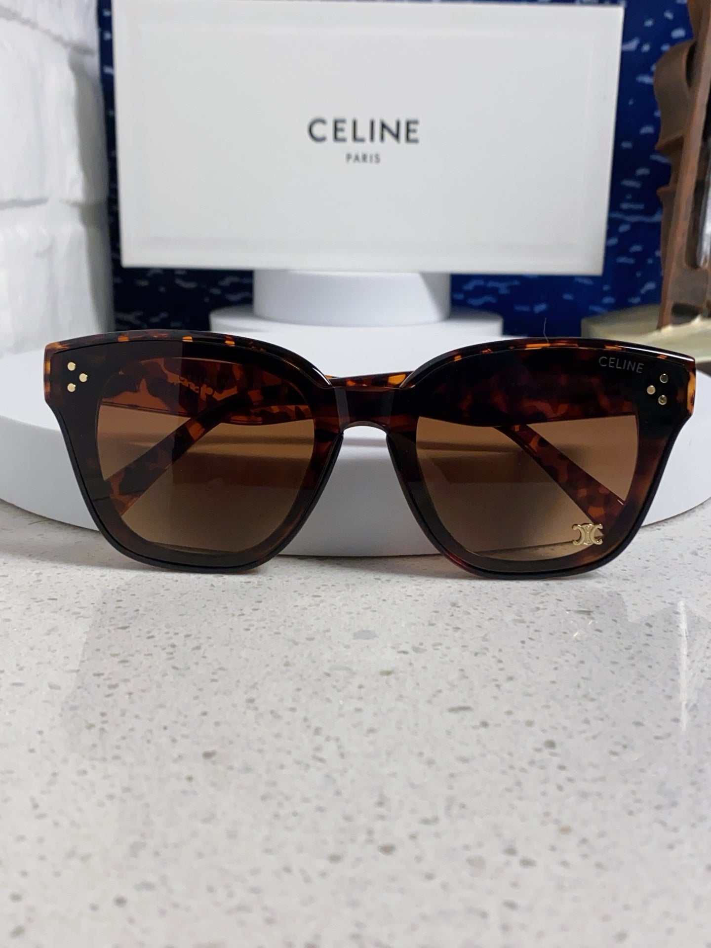 CELINE SQUARE SUNGLASSES 575844 IN HAVANA ACETATE