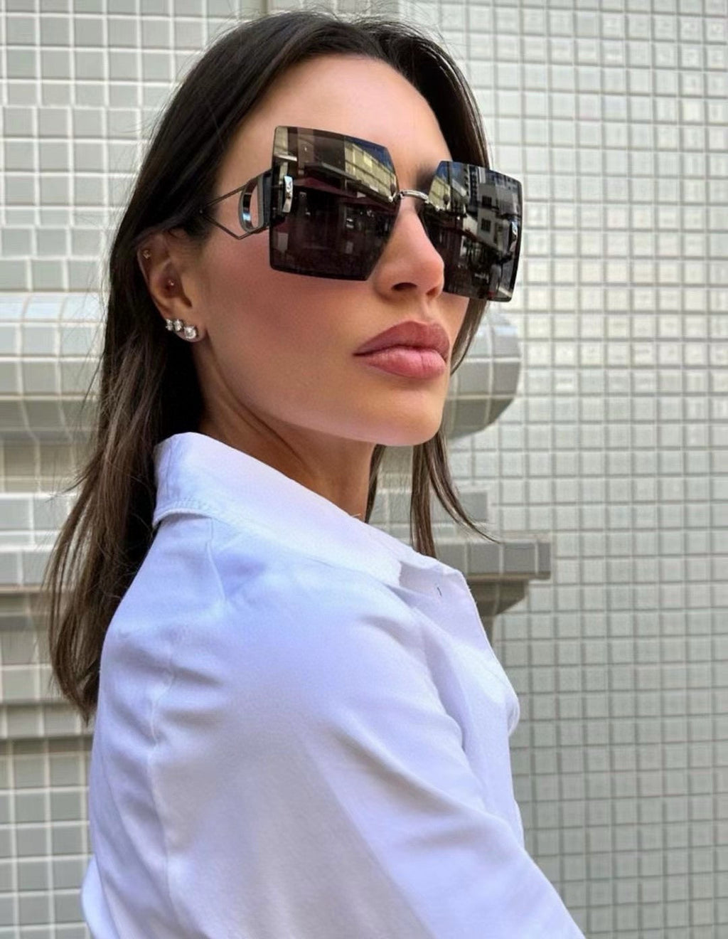 DIOR 30MONTAIGNE S7U SUNGLASSES 578111 IN BLACK METAL GREY LENSES
