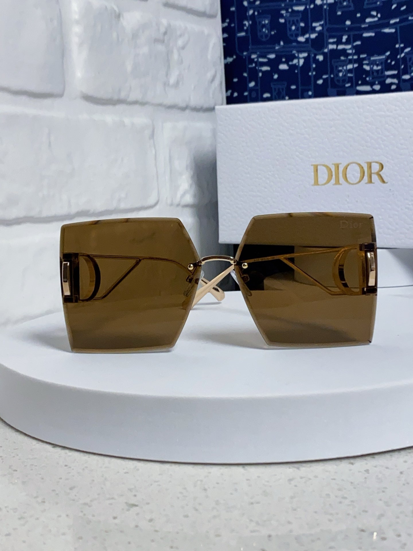 DIOR 30MONTAIGNE S7U SUNGLASSES 578108 IN GOLD METAL BROWN LENSES