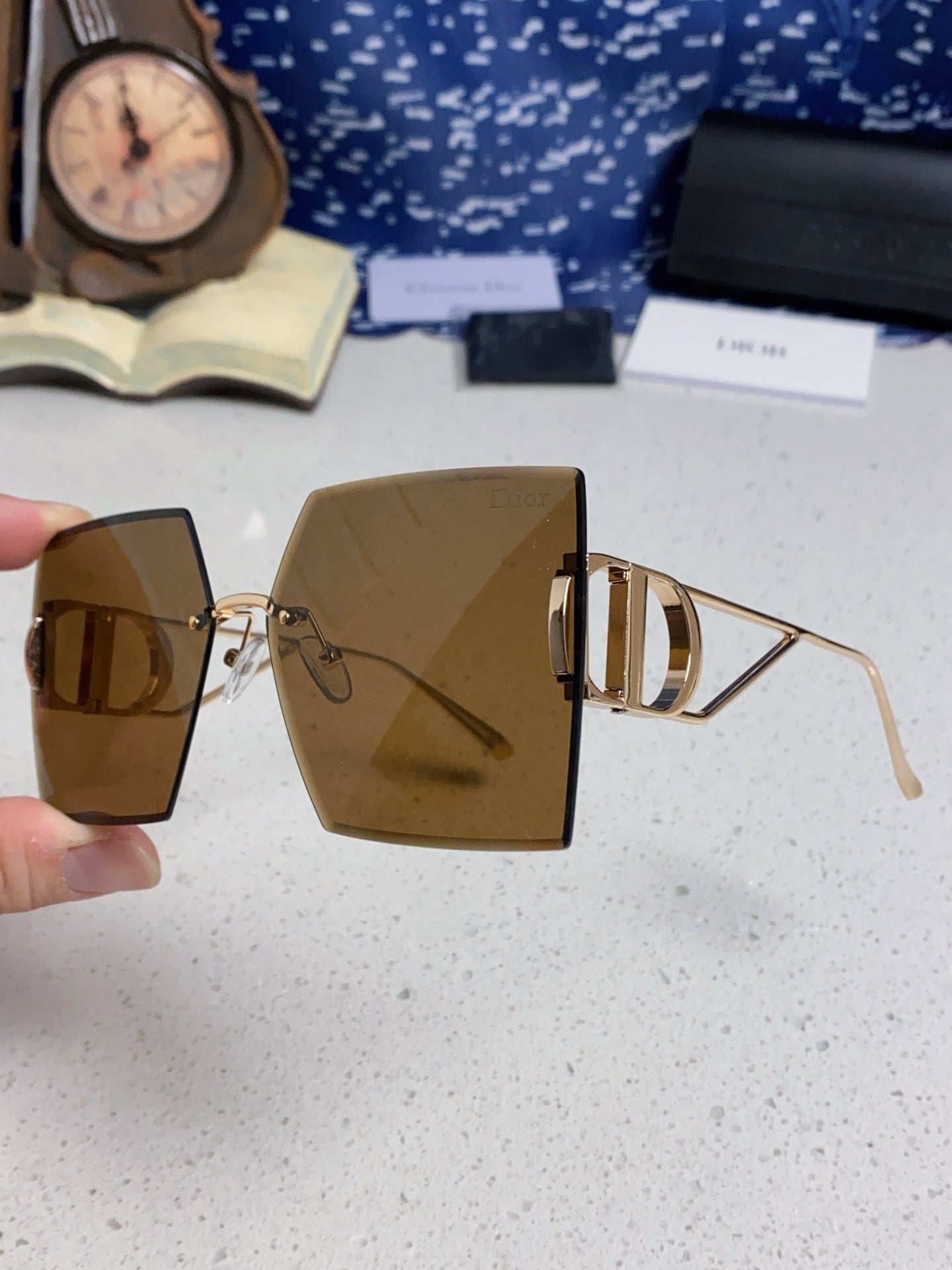 DIOR 30MONTAIGNE S7U SUNGLASSES 578108 IN GOLD METAL BROWN LENSES