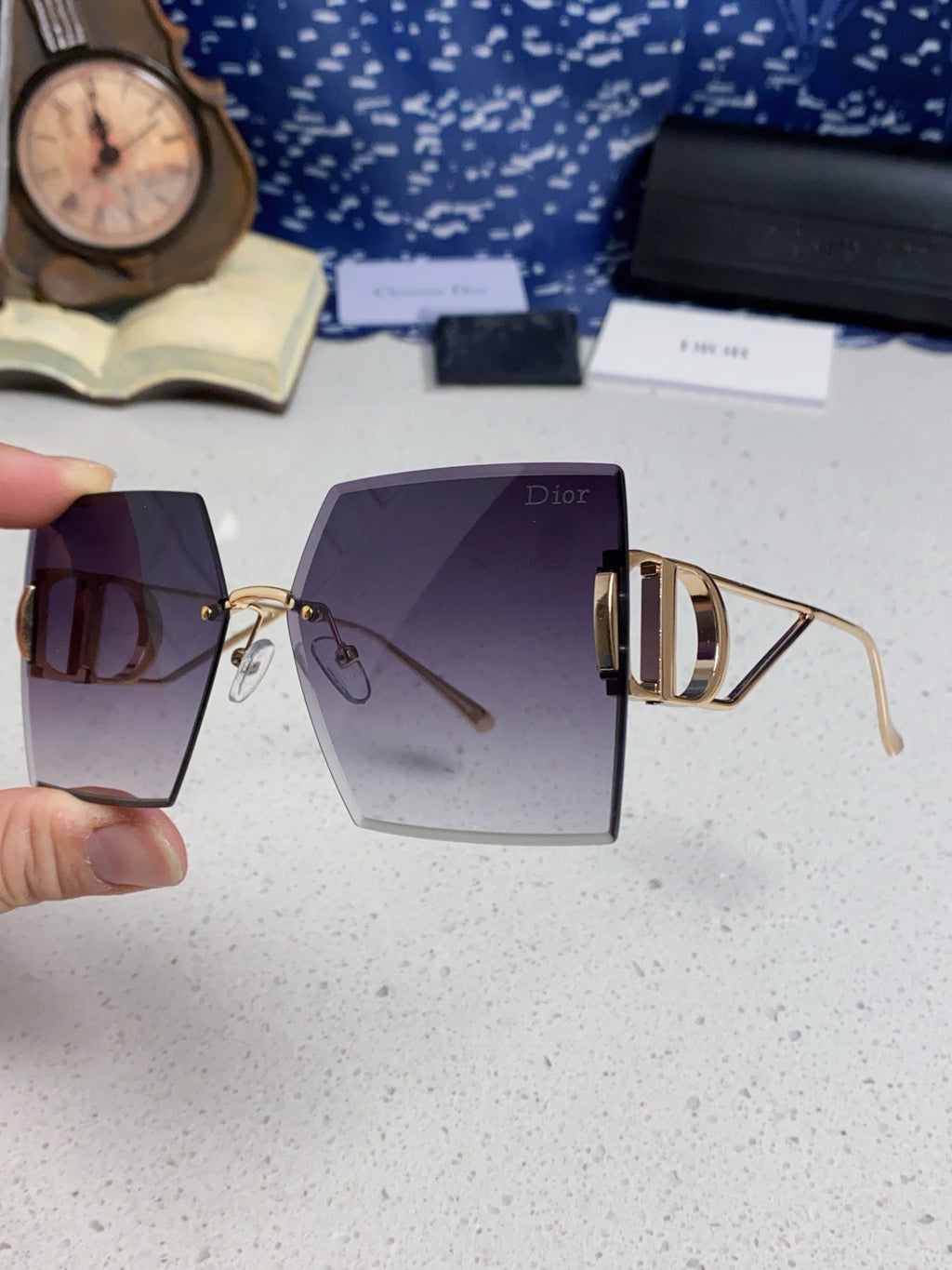 DIOR 30MONTAIGNE S7U SUNGLASSES 578109 IN GOLD METAL GREY SMOKE LENSES