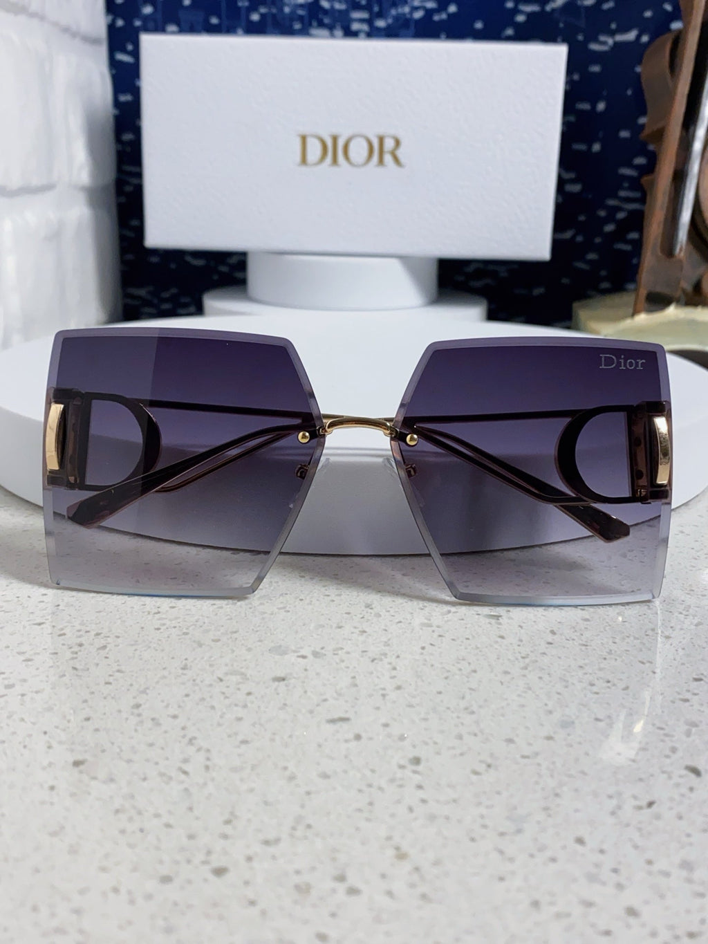 DIOR 30MONTAIGNE S7U SUNGLASSES 578109 IN GOLD METAL GREY SMOKE LENSES
