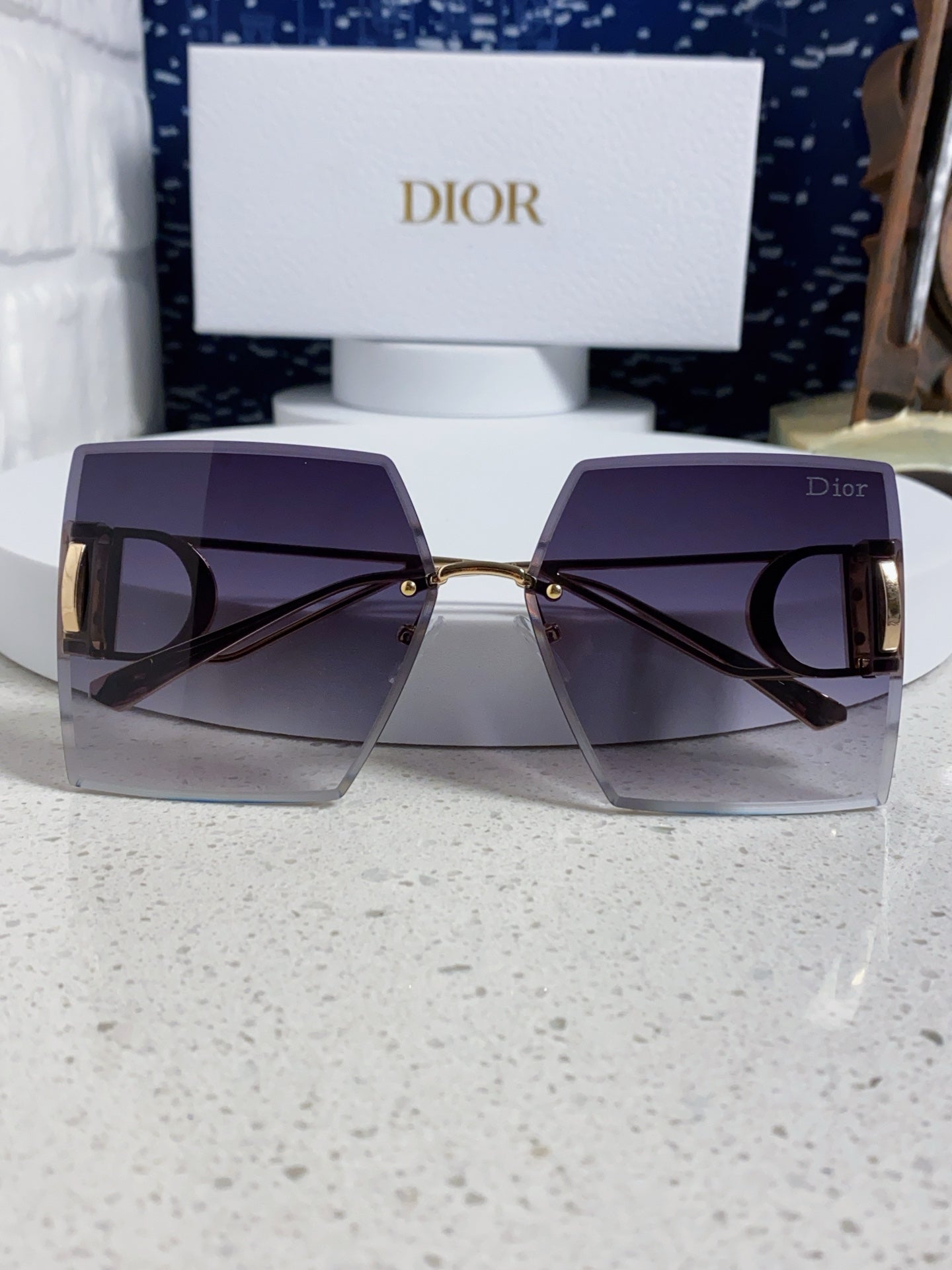 DIOR 30MONTAIGNE S7U SUNGLASSES 578109 IN GOLD METAL GREY SMOKE LENSES