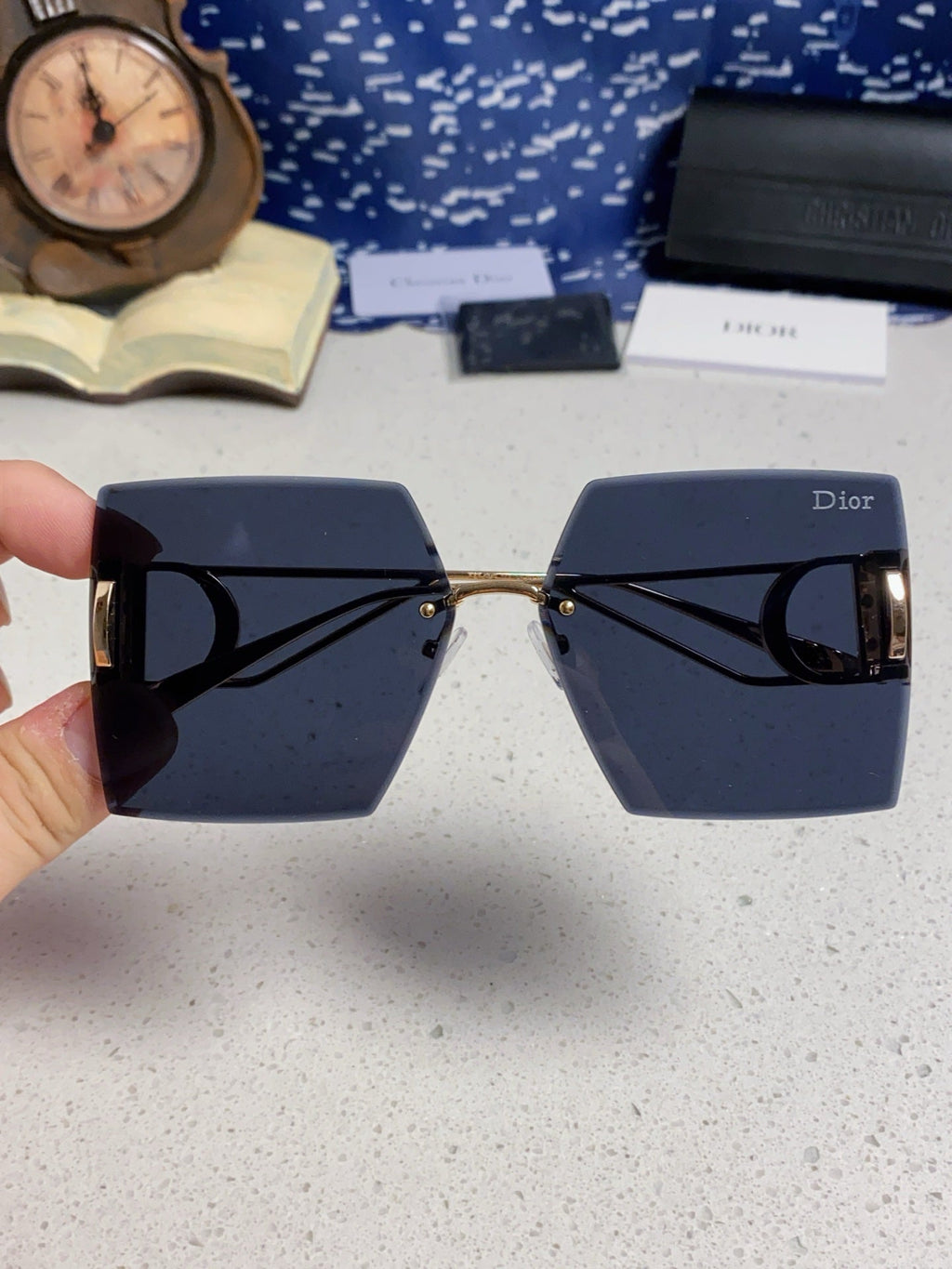 DIOR 30MONTAIGNE S7U SUNGLASSES 578110 IN GOLD METAL GREY LENSES
