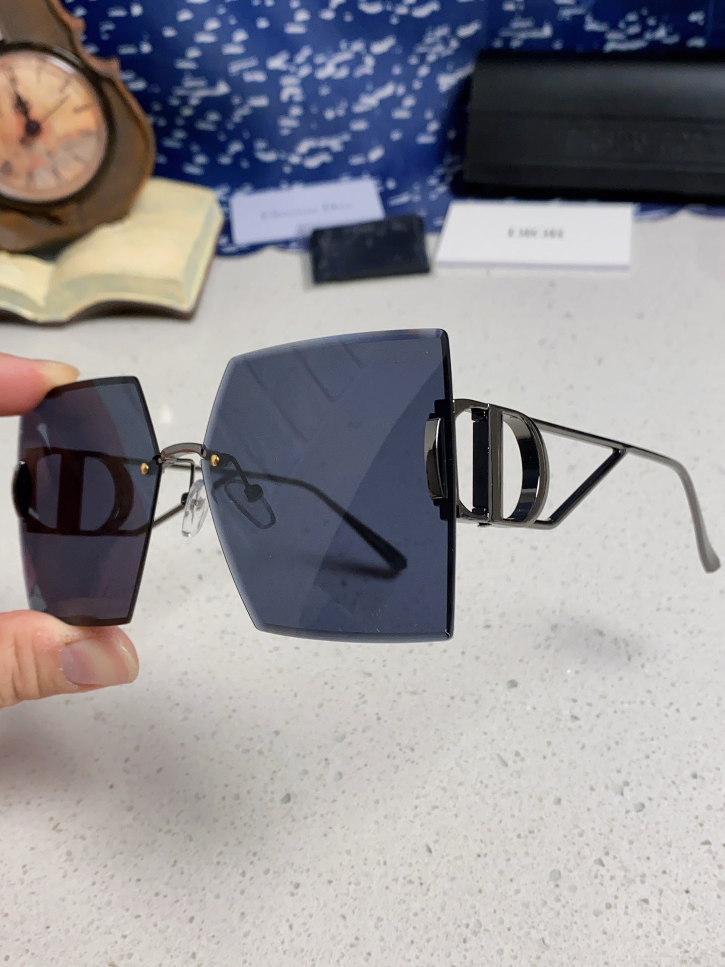 DIOR 30MONTAIGNE S7U SUNGLASSES 578111 IN BLACK METAL GREY LENSES