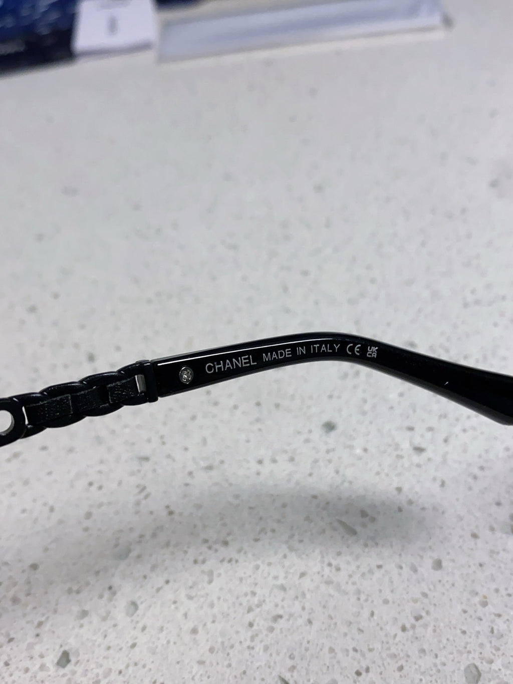 CHANEL SQUARE SUNGLASSES 632029 IN BLACK ACETATE BLACK LOGO ON FRAME