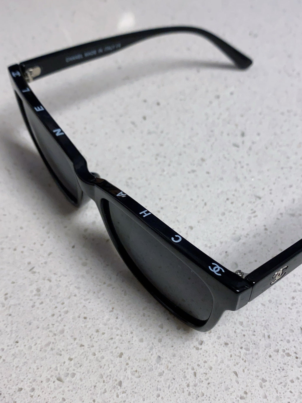 CHANEL SQUARE SUNGLASSES 3392 IN BLACK ACETATE BLACK LENSES