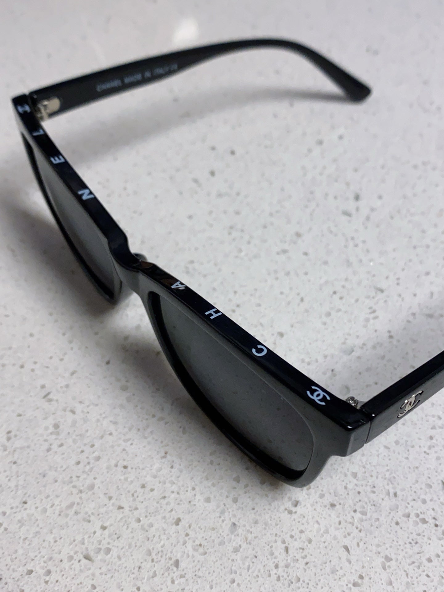 CHANEL SQUARE SUNGLASSES 3392 IN BLACK ACETATE BLACK LENSES