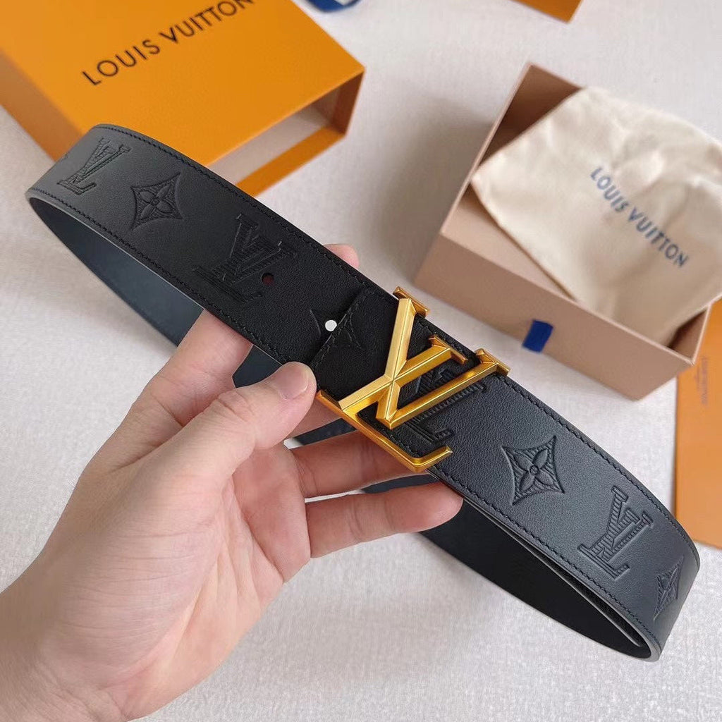 LOUIS VUITTON LV 25S BELT 40 MM IN BLACK CALFSKIN 593216