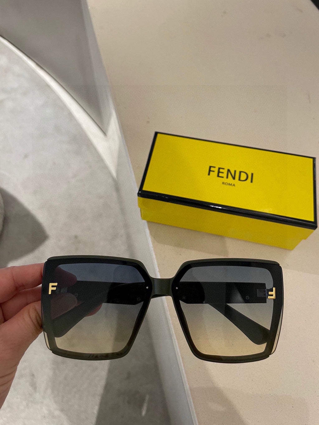 FENDI FIRST CRYSTAL SQUARE FRAME SUNGLASSES 2209 IN ACETATE