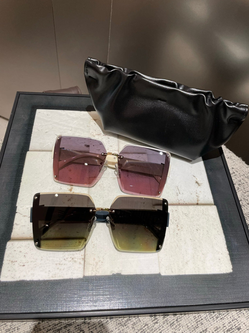 FENDI OVERSIZED FF DIAMONDS SQUARE FRAME SUNGLASSES 518548 IN ACETATE
