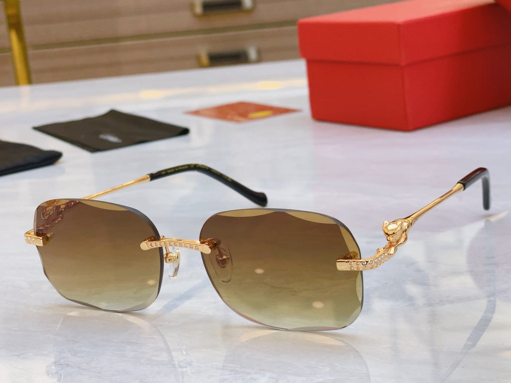 CARTIER PANTHÈRE RECTANGULAR SUNGLASSES 575935 IN METAL