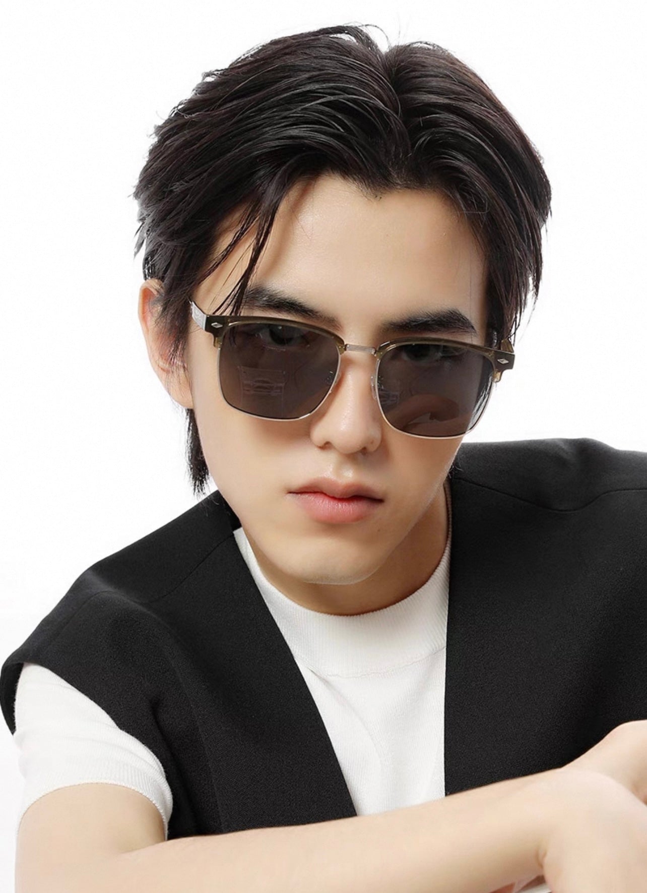 GUCCI RECTANGULAR FRAME SUNGLASSES G7637 IN METAL AND ACETATE