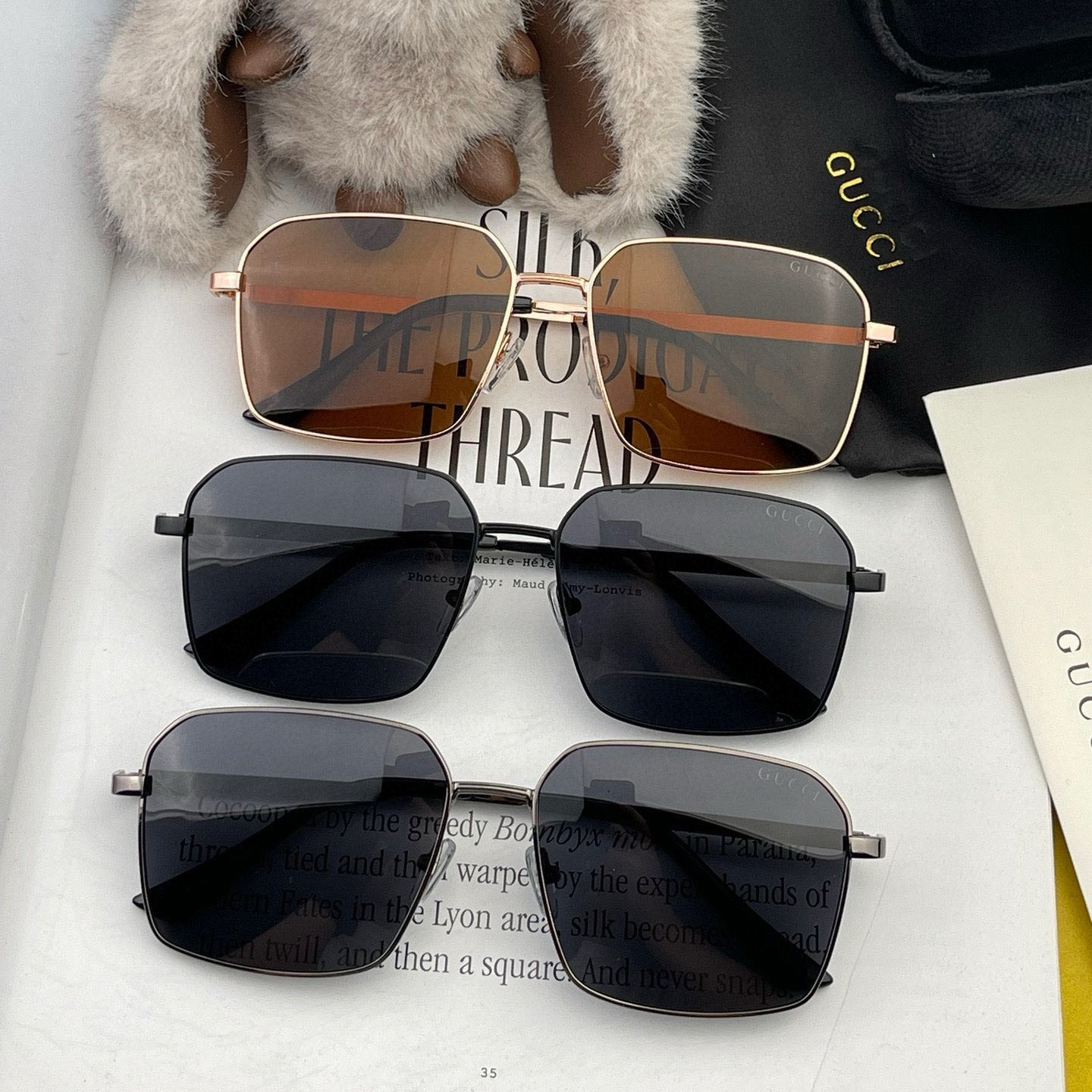 GUCCI SQUARE FRAME SUNGLASSES 563171 IN METAL