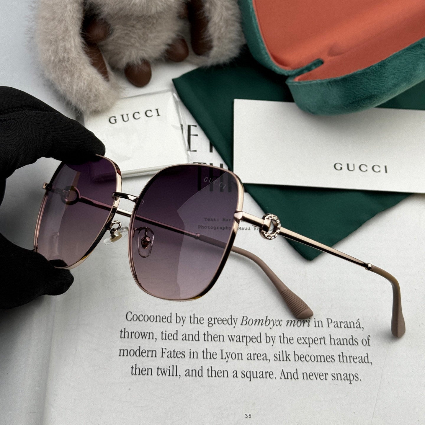 GUCCI SQUARE FRAME SUNGLASSES G0642 IN METAL