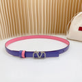 VALENTINO Vlogo Buckle Water Wave Silver Copper Glossy Pink Purple Leather 20mm Belt