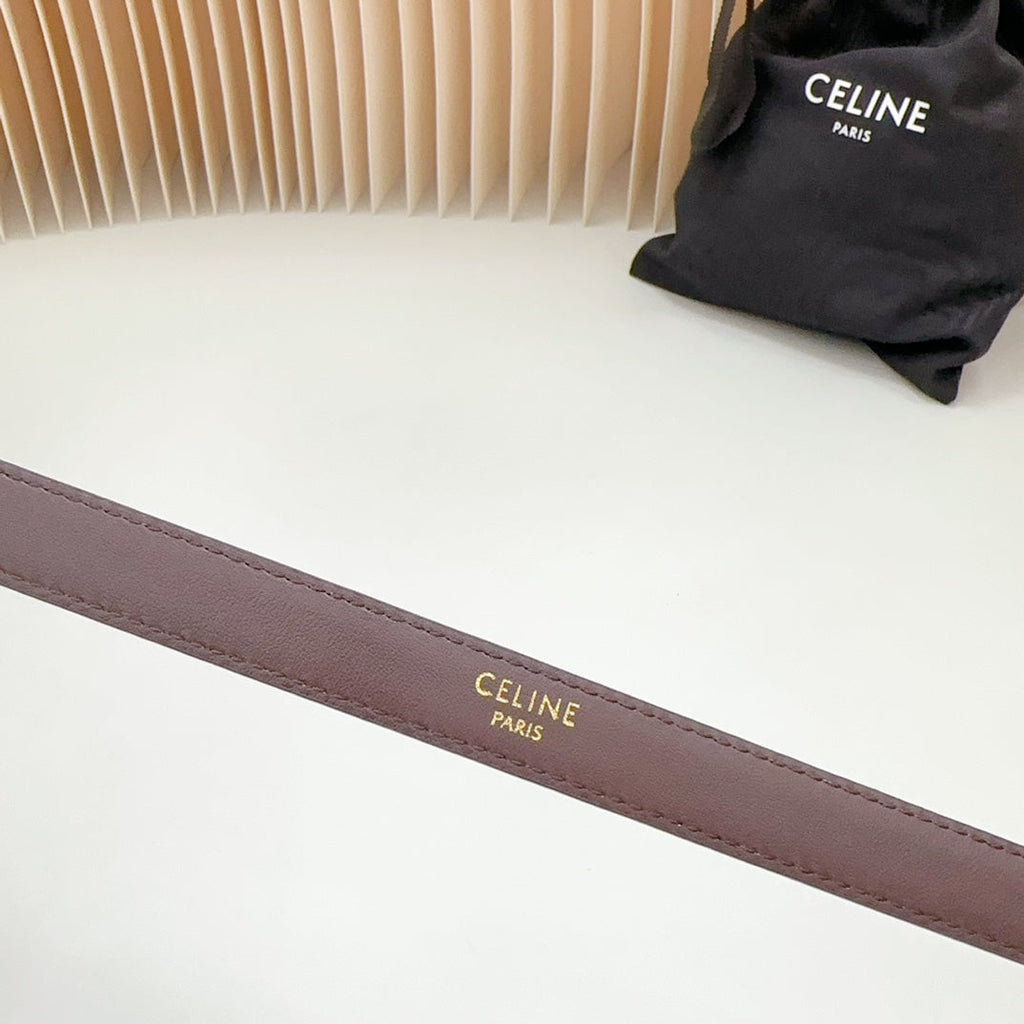 CELINE Small Western Belt 18mm Brown Snake Embossed Calfskin Ghw