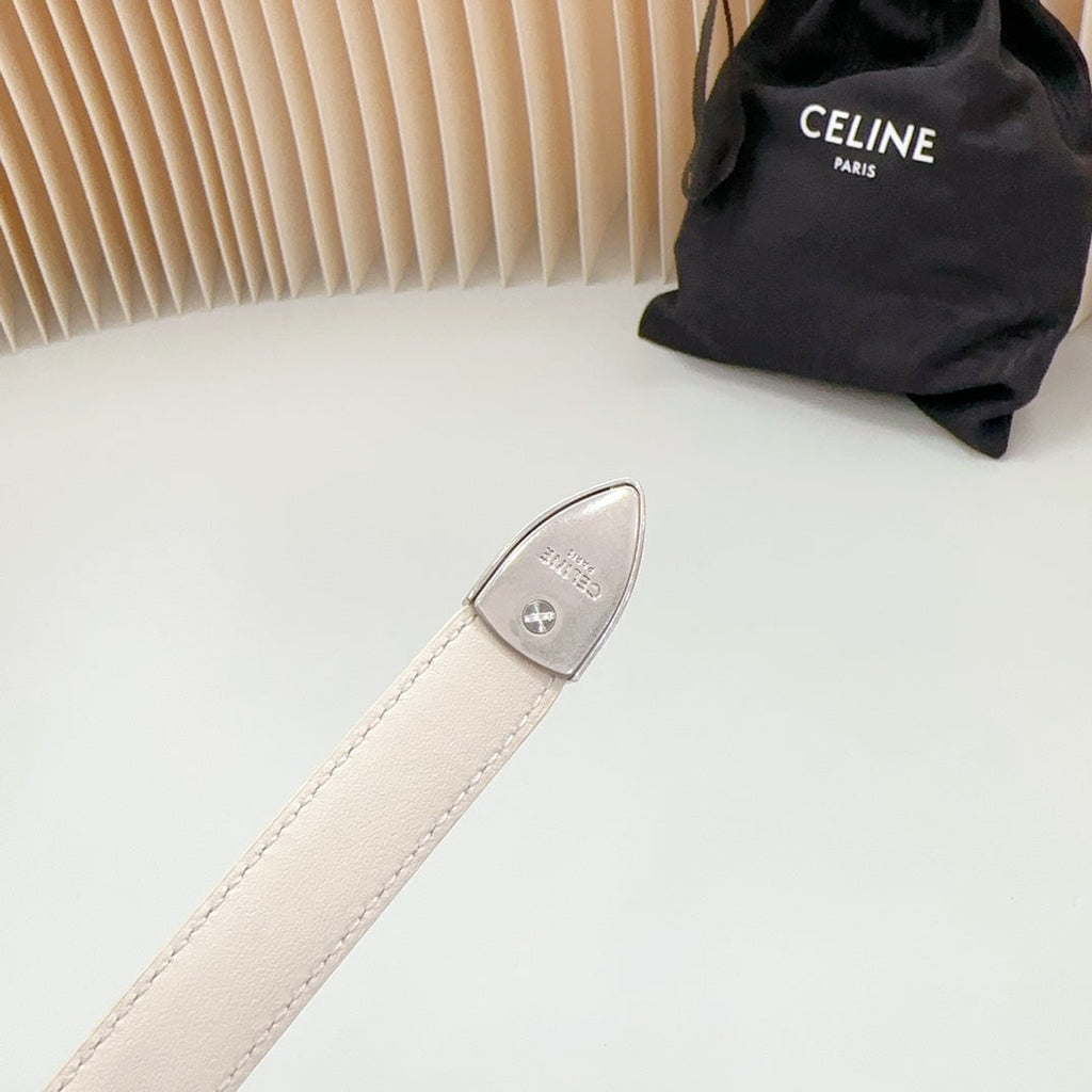 CELINE Small Western Belt 18mm Black White Crocodile Embossed Calfskin Shw