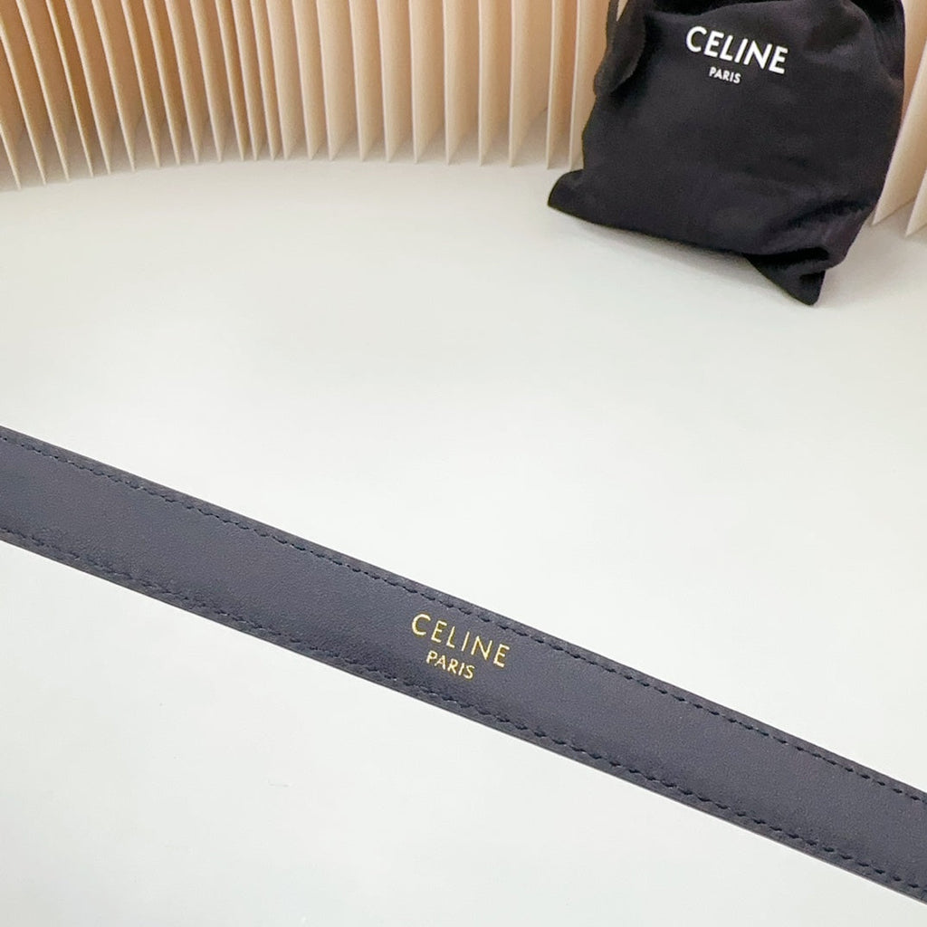 CELINE Small Western Belt 18mm Black Patent Embossed Calfskin Shw