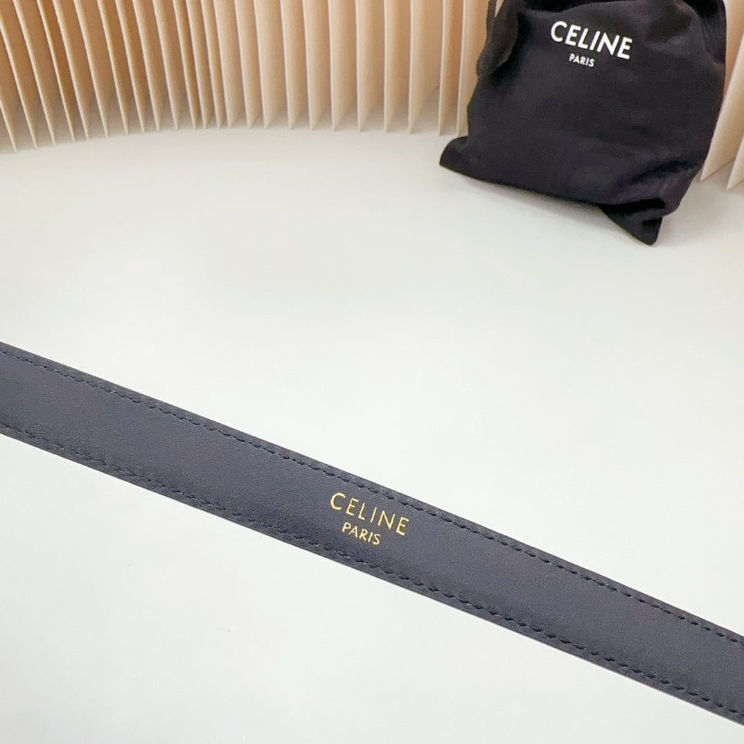 CELINE Small Western Belt 18mm Black Patent Embossed Calfskin Shw