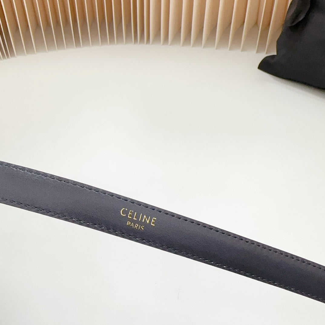 CELINE Small Western Belt 18mm Black Patent Embossed Calfskin Ghw