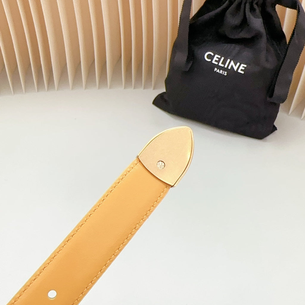 CELINE Medium Western Belt 25mm Yellow Calfskin Gold Loop Ghw