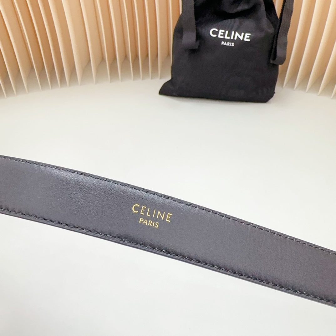 CELINE Medium Western Belt 25mm Black Snake Embossed Calfskin Shw