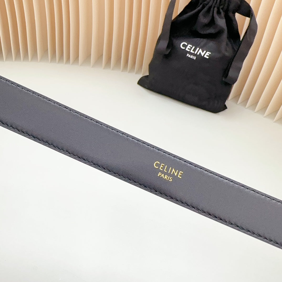 CELINE Medium Western Belt 25mm Black Snake Embossed Calfskin Ghw