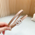 VALENTINO VL Belt 8mm Buckle Silver Diamond Leather Beige