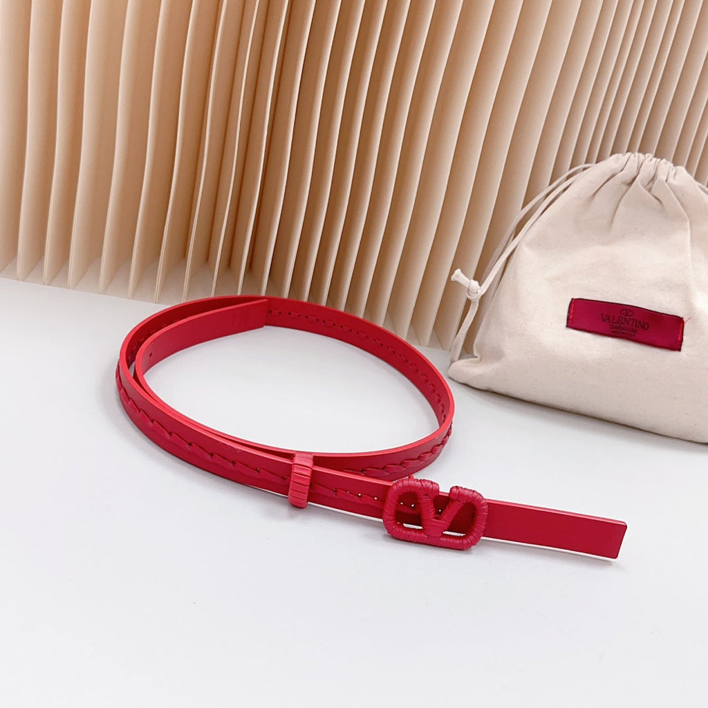 VALENTINO Vlogo Red Leather Buckle 20mm Red Belt