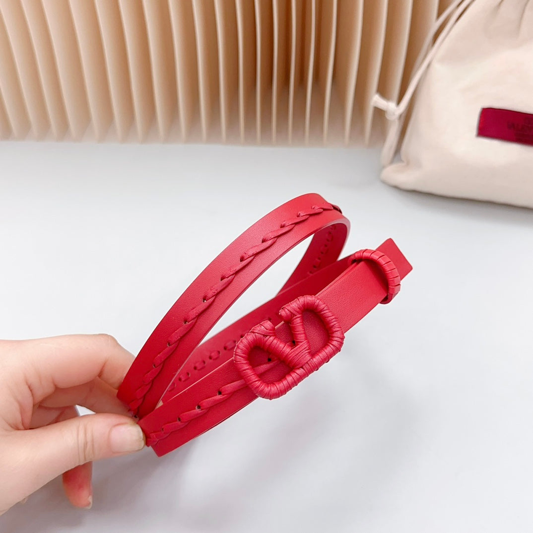 VALENTINO Vlogo Red Leather Buckle 20mm Red Belt