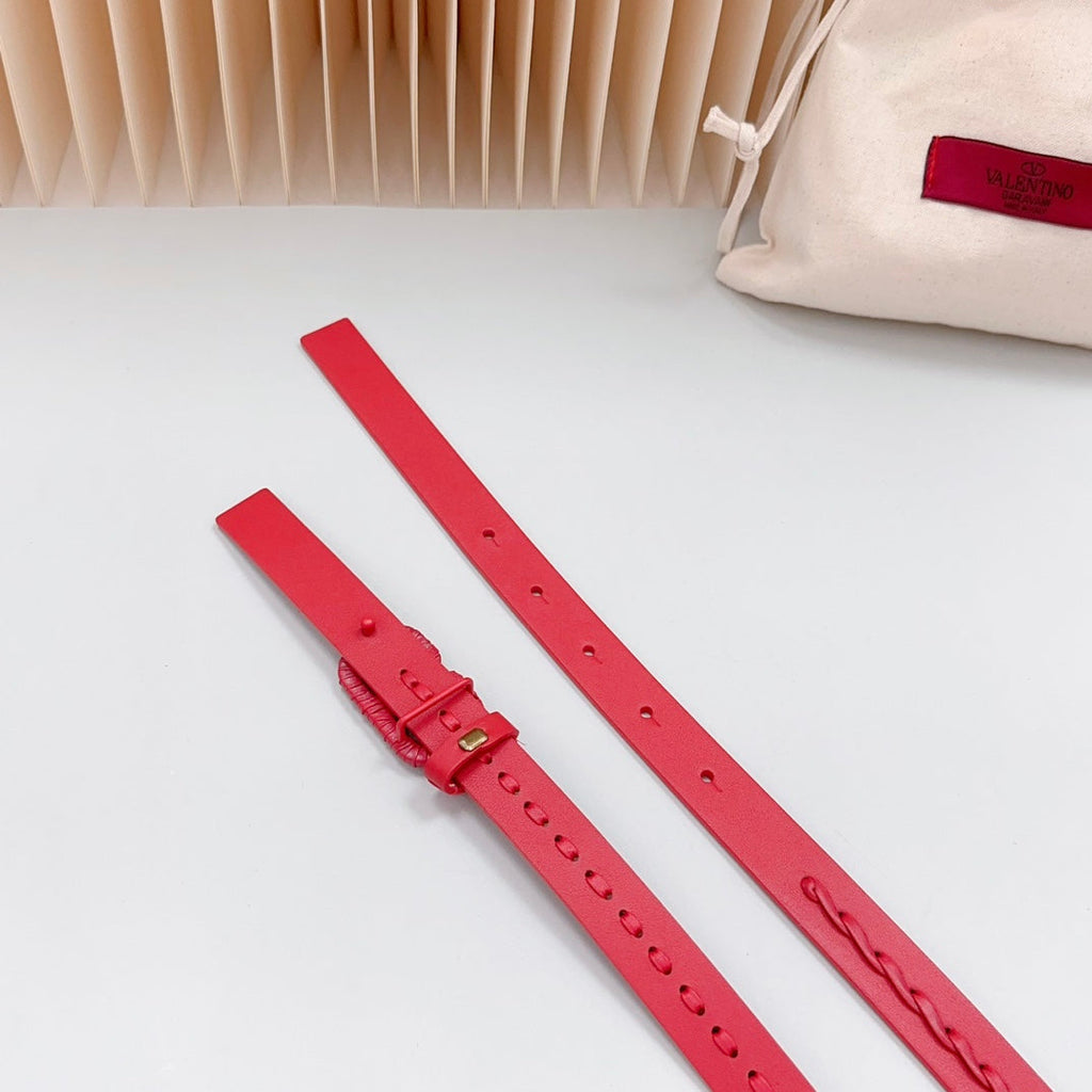VALENTINO Vlogo Red Leather Buckle 20mm Red Belt