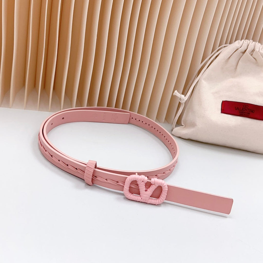VALENTINO Vlogo Pink Leather Buckle 20mm Pink Belt