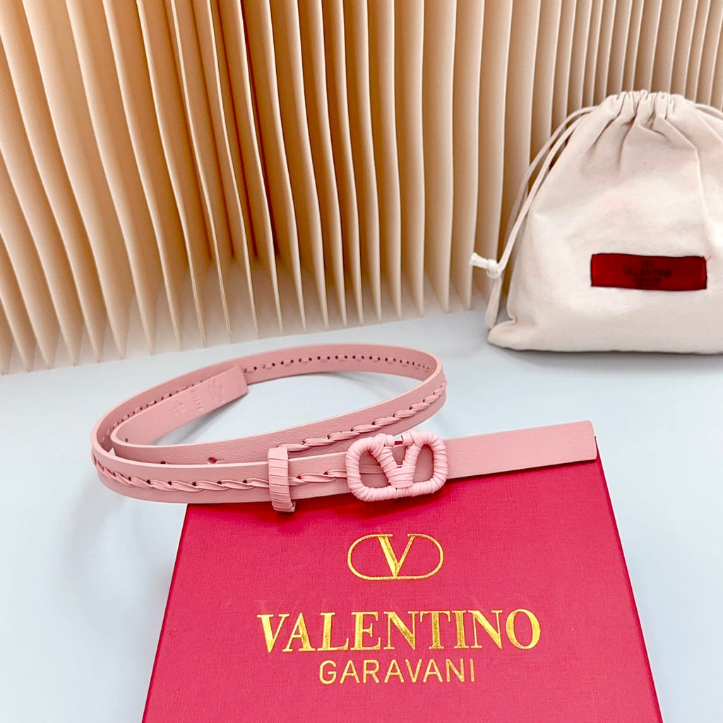 VALENTINO Vlogo Pink Leather Buckle 20mm Pink Belt