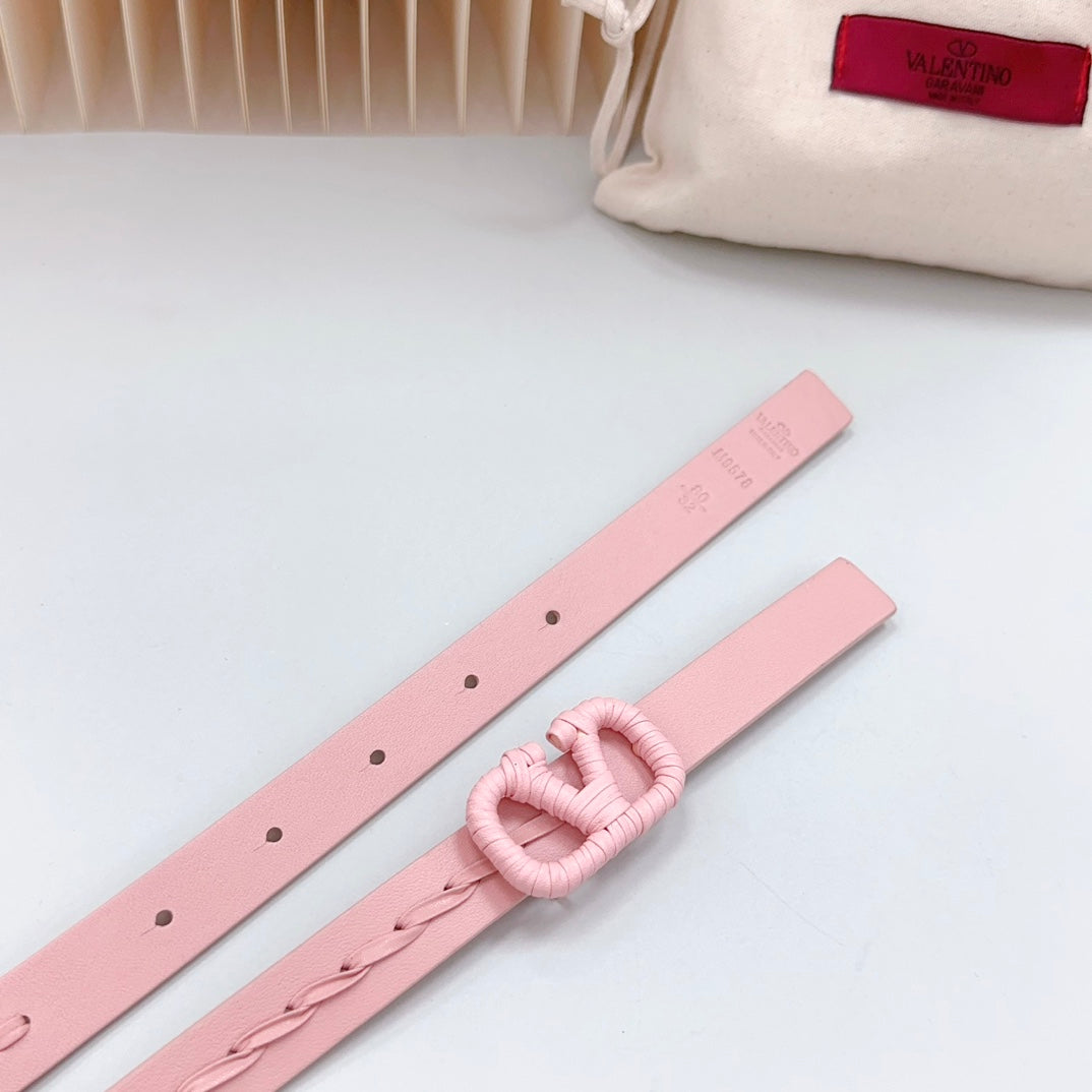 VALENTINO Vlogo Pink Leather Buckle 20mm Pink Belt