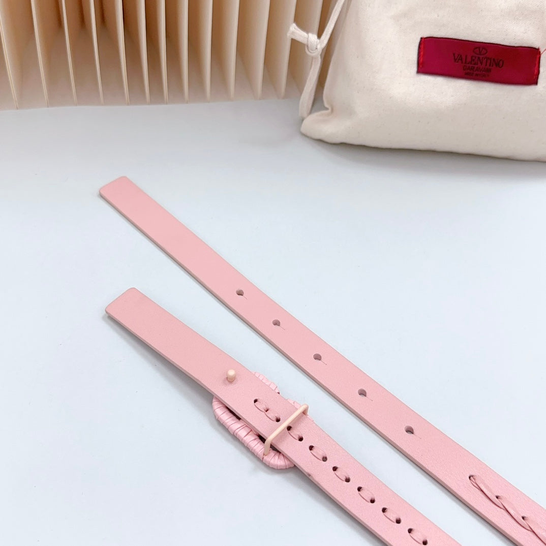 VALENTINO Vlogo Pink Leather Buckle 20mm Pink Belt