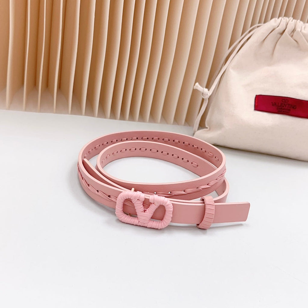 VALENTINO Vlogo Pink Leather Buckle 20mm Pink Belt