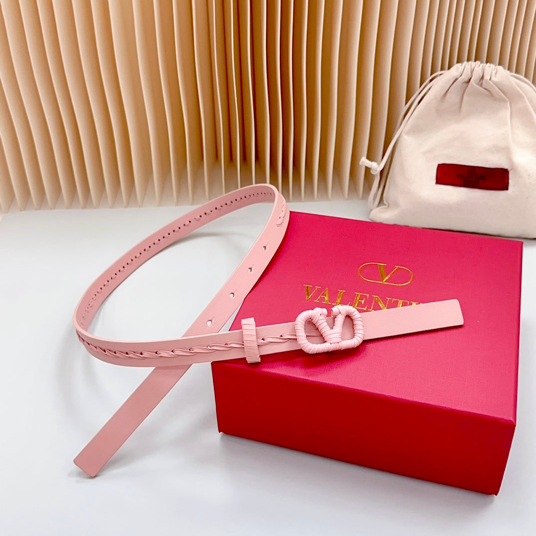 VALENTINO Vlogo Pink Leather Buckle 20mm Pink Belt
