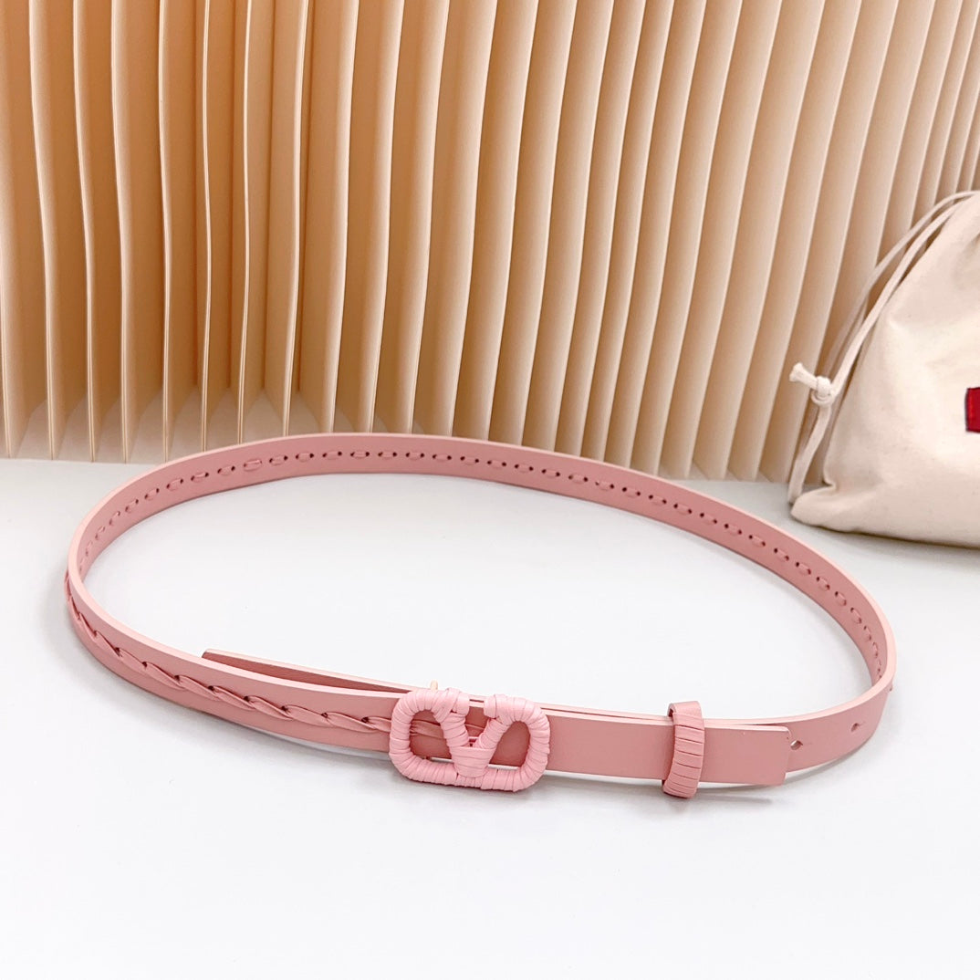 VALENTINO Vlogo Pink Leather Buckle 20mm Pink Belt