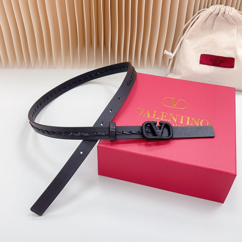 VALENTINO Vlogo Black Leather Buckle 20mm Black Belt